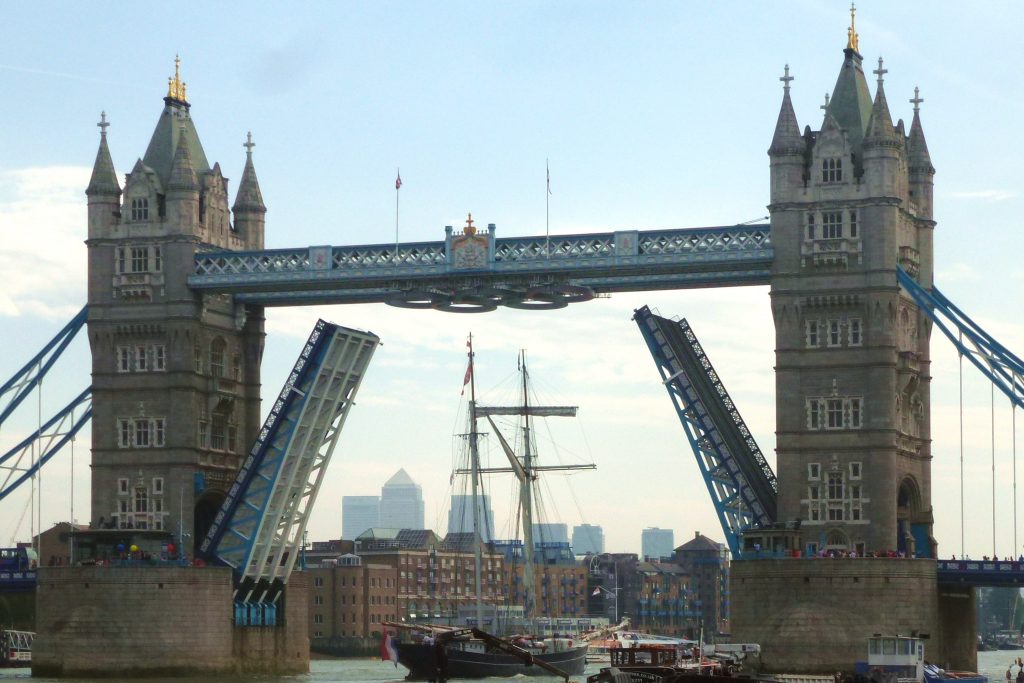 Tower Bridge with tall ship